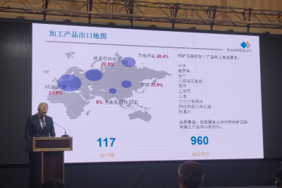 哈萨克出口公司驻中国的外国代表在阿拉木图举办的哈中贸易合作论坛上进行了商务会谈。